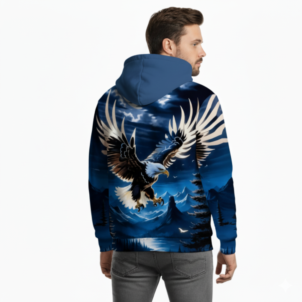 Men Eagle Graphic Print Hoodie