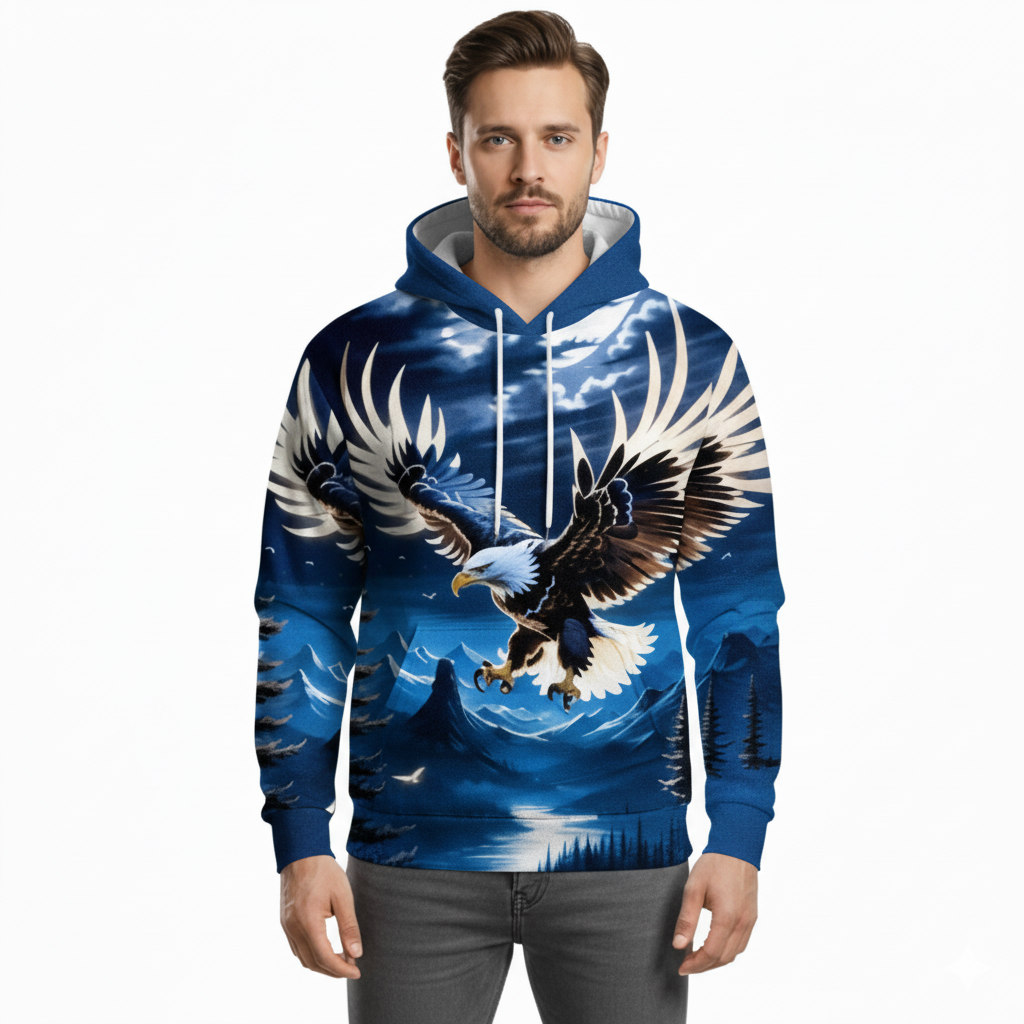 Men Eagle Graphic Print Hoodie