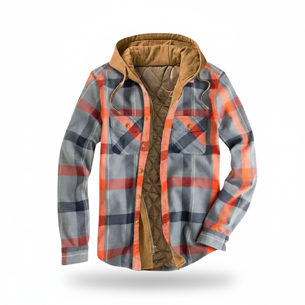 Casual Plaid Patchwork Hooded Jacket For Men