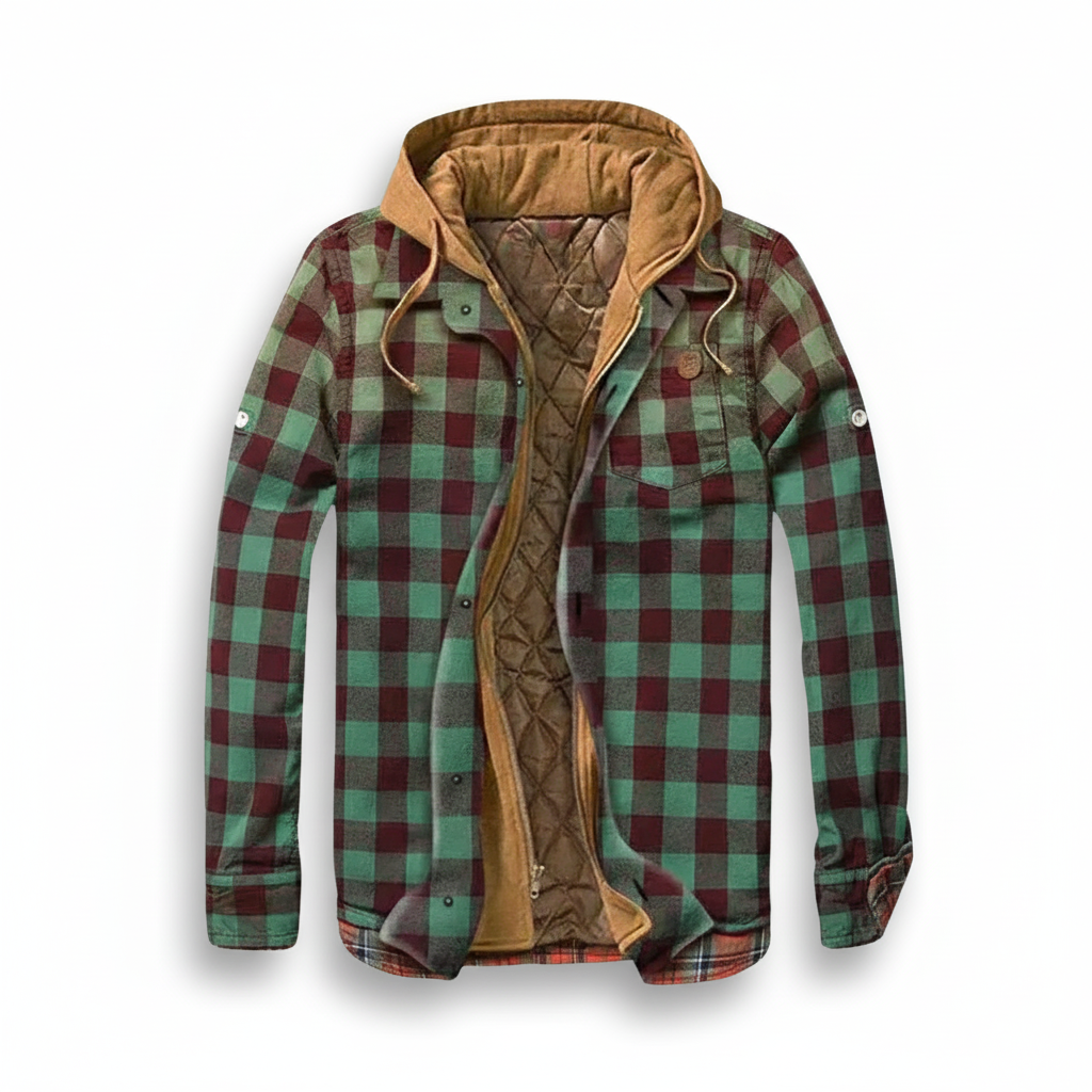 Casual Plaid Patchwork Hooded Jacket For Men