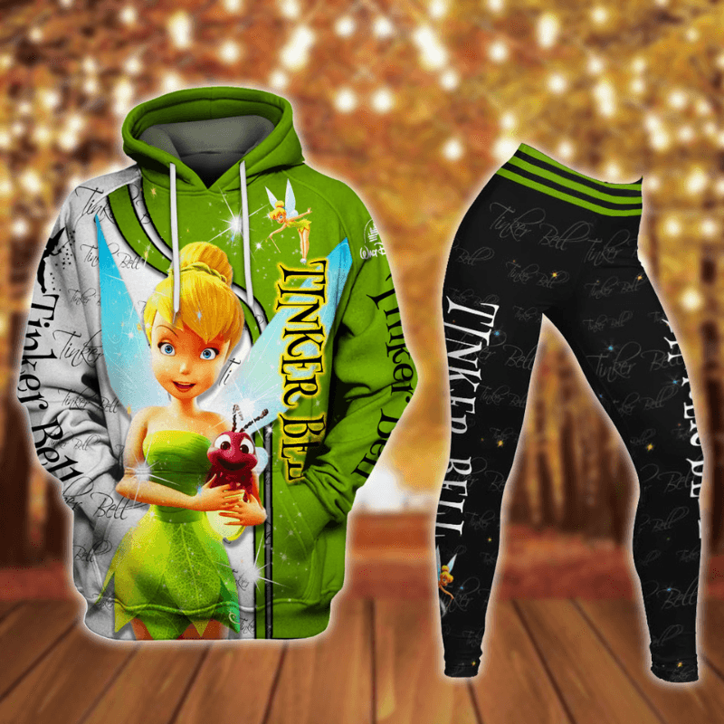 Tinker Bell Pattern Hoodie And Leggings Set