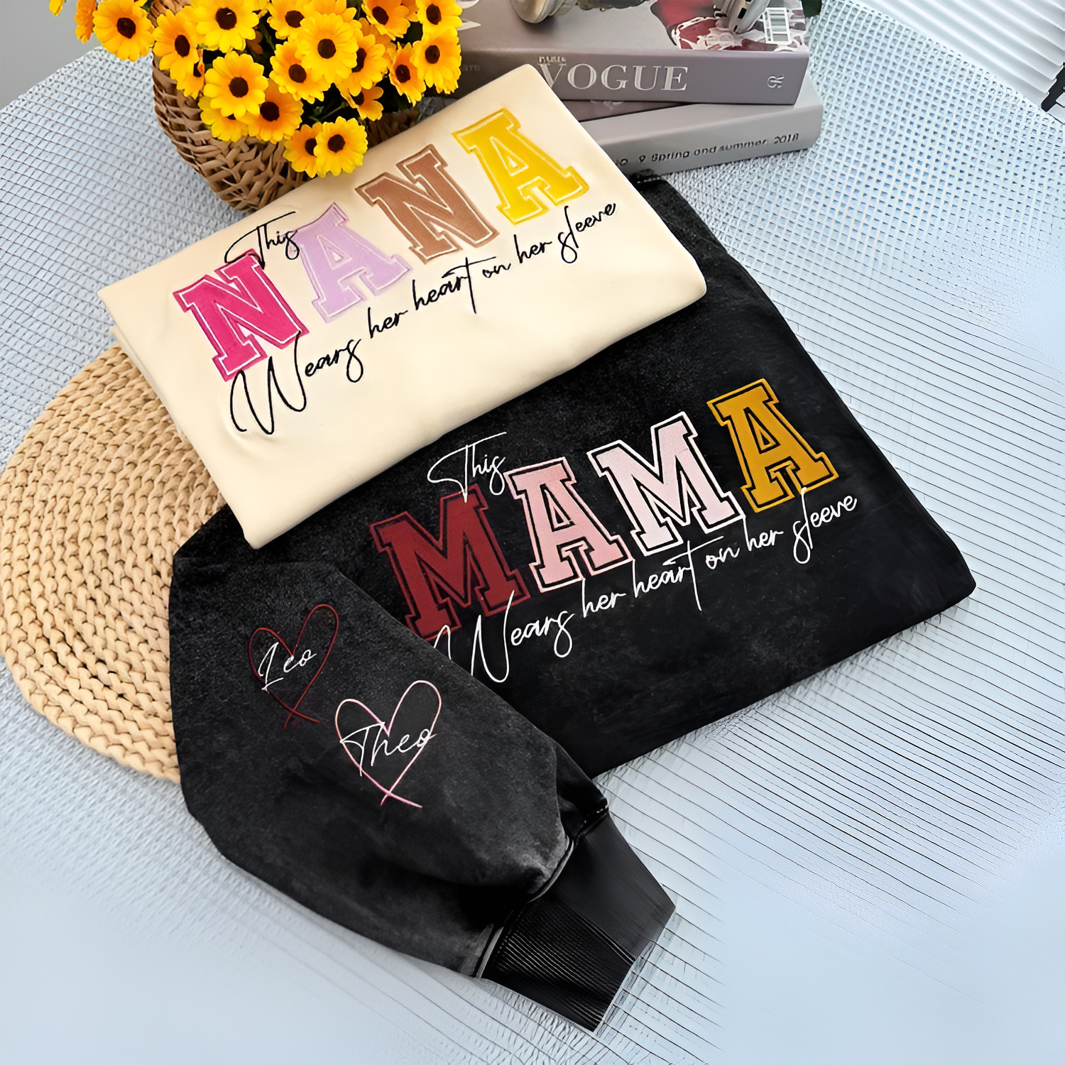 Personalized Name Sweatshirt With Long Sleeve Embroidery Detail For Mom And Grandma