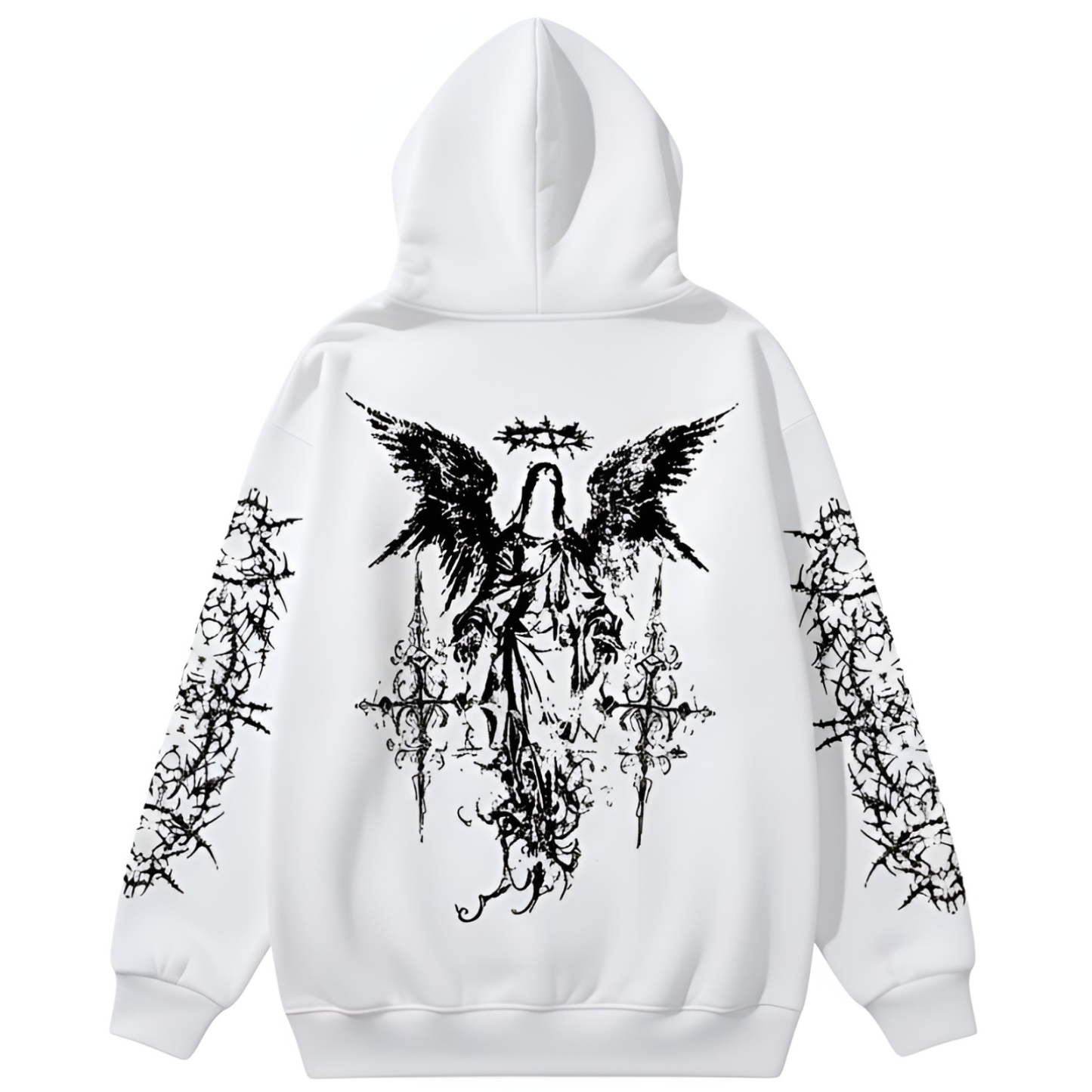 Men Angel Gothic Graphic Print Hoodie