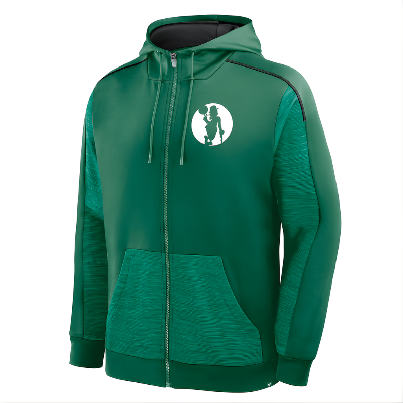 Men Boston Celtics Fanatics Kelly Green Back Door Cut Play Defender Full-Zip Hoodie