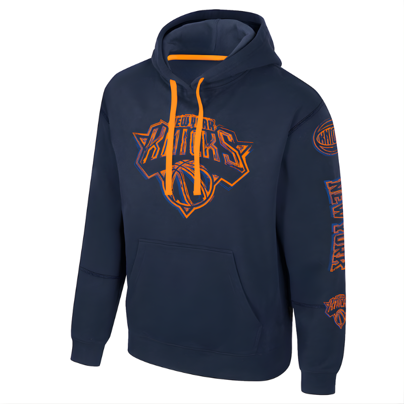 Unisex Stadium Essentials Navy New York Knicks Elementized Pullover Hoodie