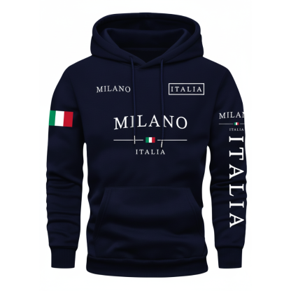 Milan Flag Inspired Geometric Print Hoodies For Couples