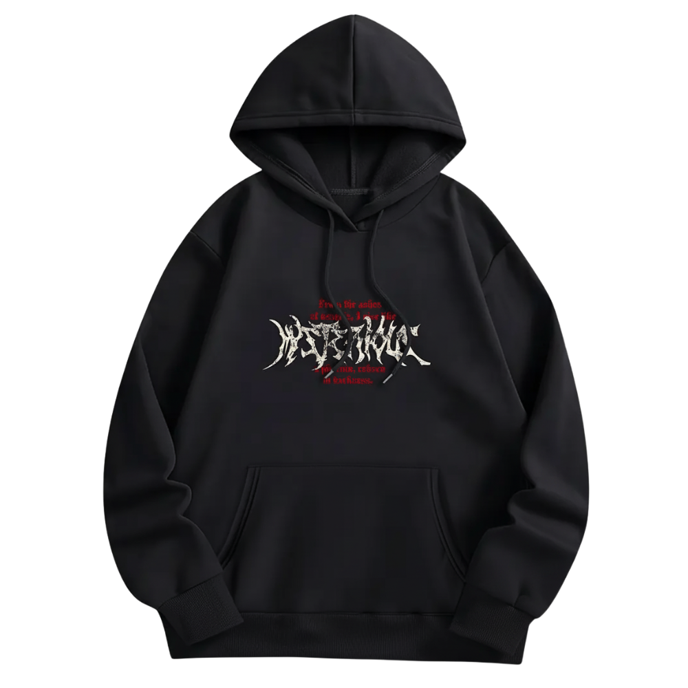 Fleece Lined Graphic Print Hoodie With Kangaroo Pocket