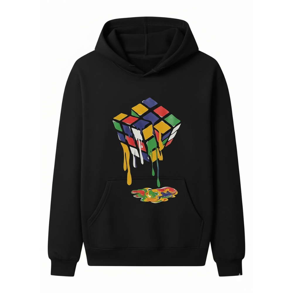 Colorful Cube Print Hoodie for Kids