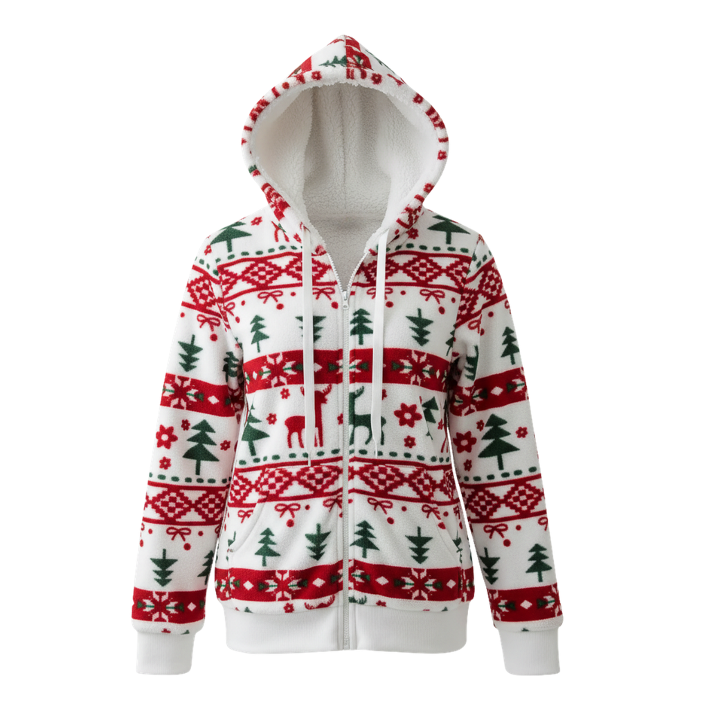 Reindeer And Snowflake Print Christmas Hoodie