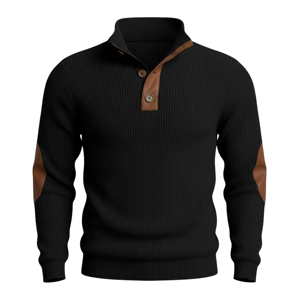 Corduroy Textured Button Pullover