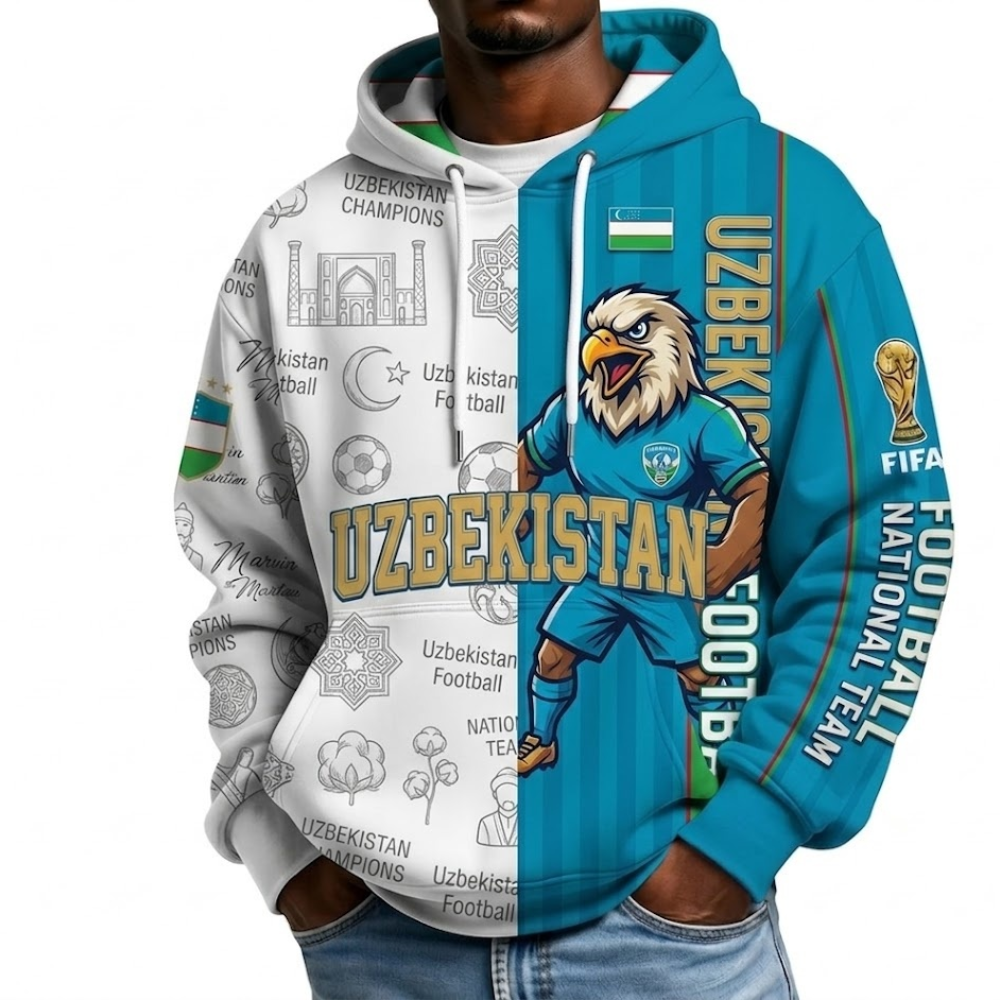 FIFA 2026 Uzbekistan Football Themed All Over Printed Hoodie