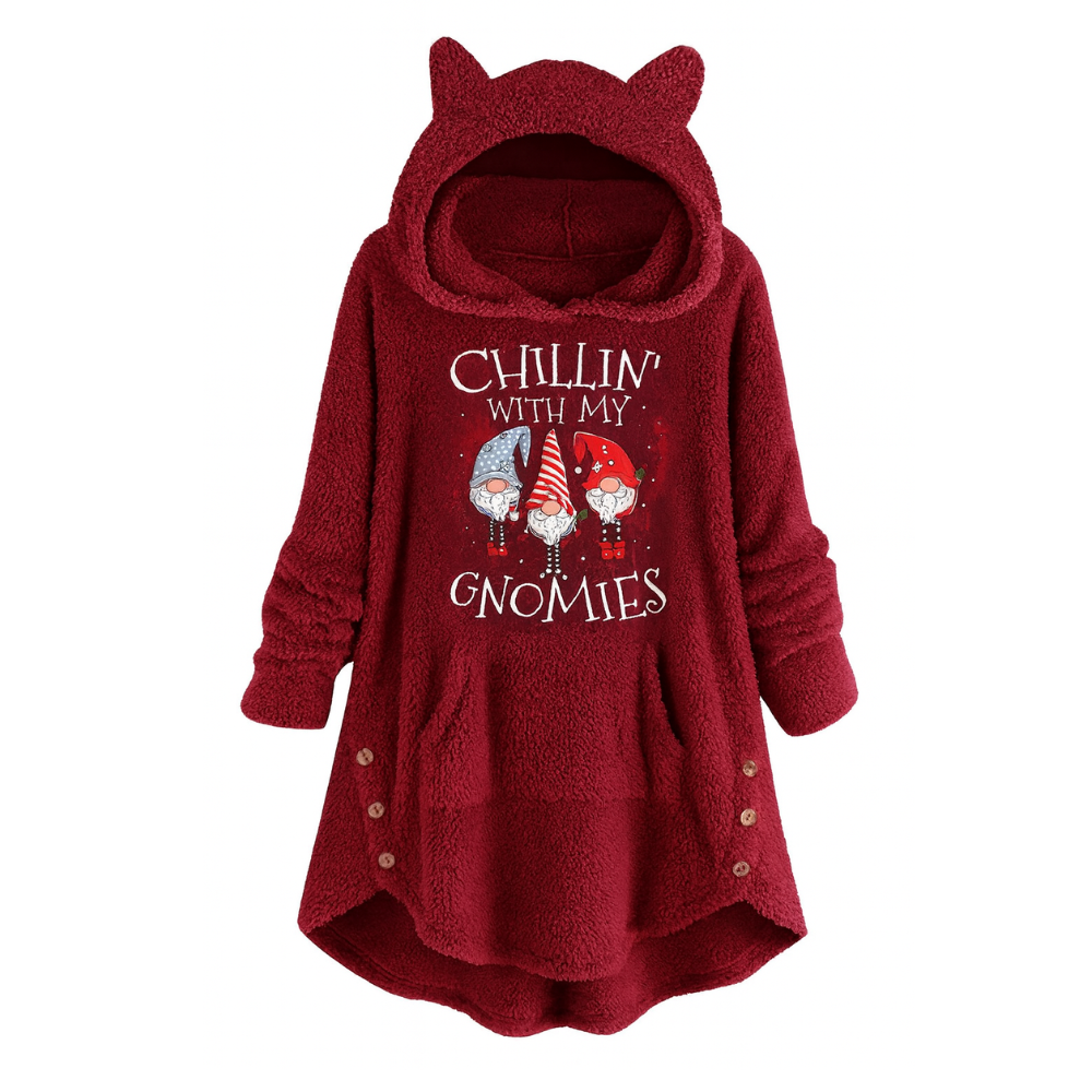 Christmas Santa Gnomes Print Sweatshirt For Women
