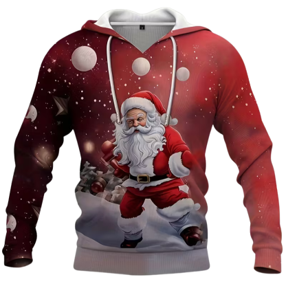 Casual Christmas Santa Printed Hoodie