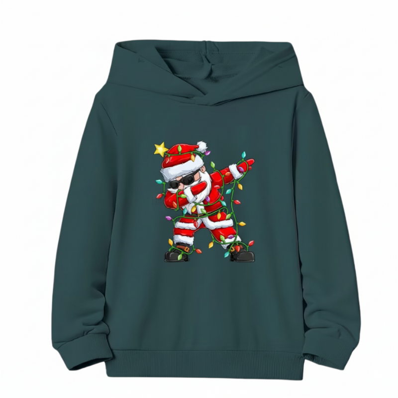 Festive Santa Claus Design Hoodie For Kids