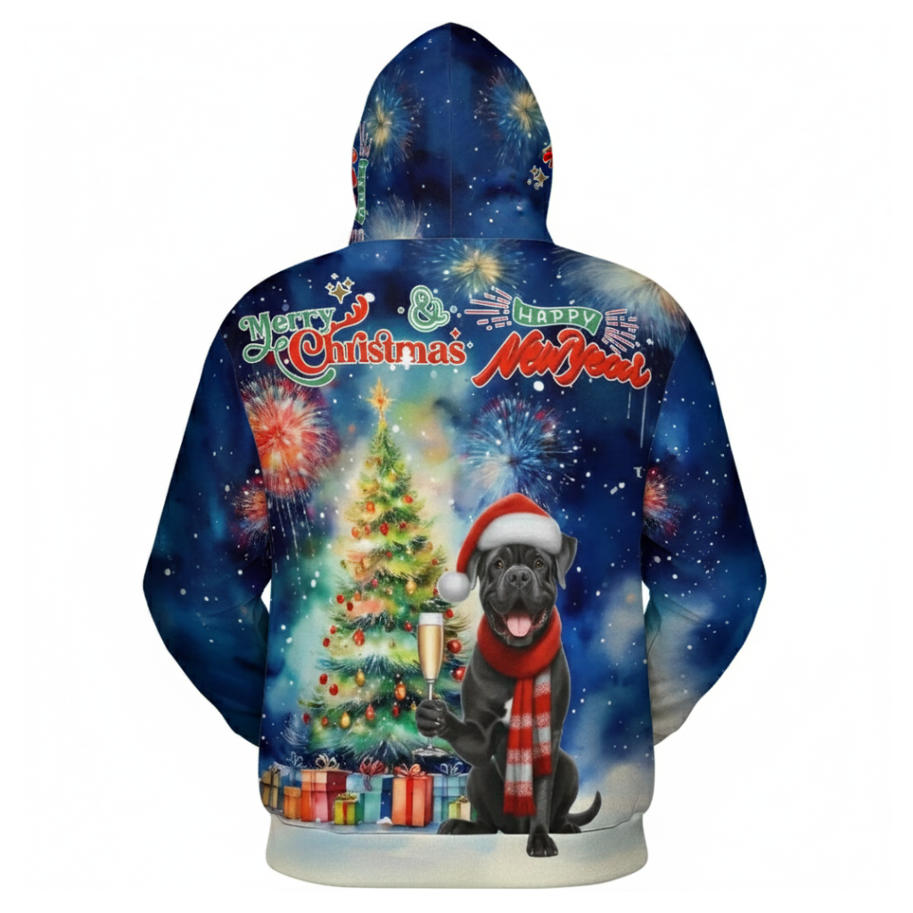 Allover Christmas Dog Print Hoodie