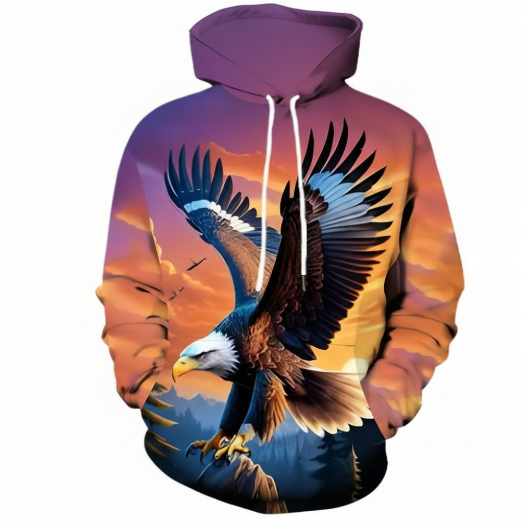 Men Eagle Graphic Print Hoodie