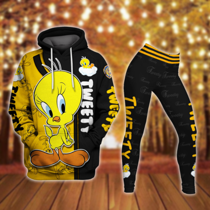 Tweety Cartoon Character Hoodie And Leggings Set
