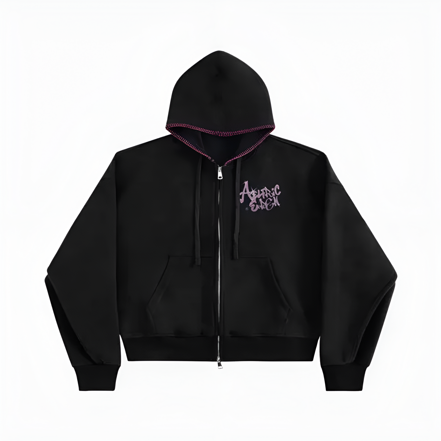 Goth Style Zip Hoodie With Spider And Cherry Print