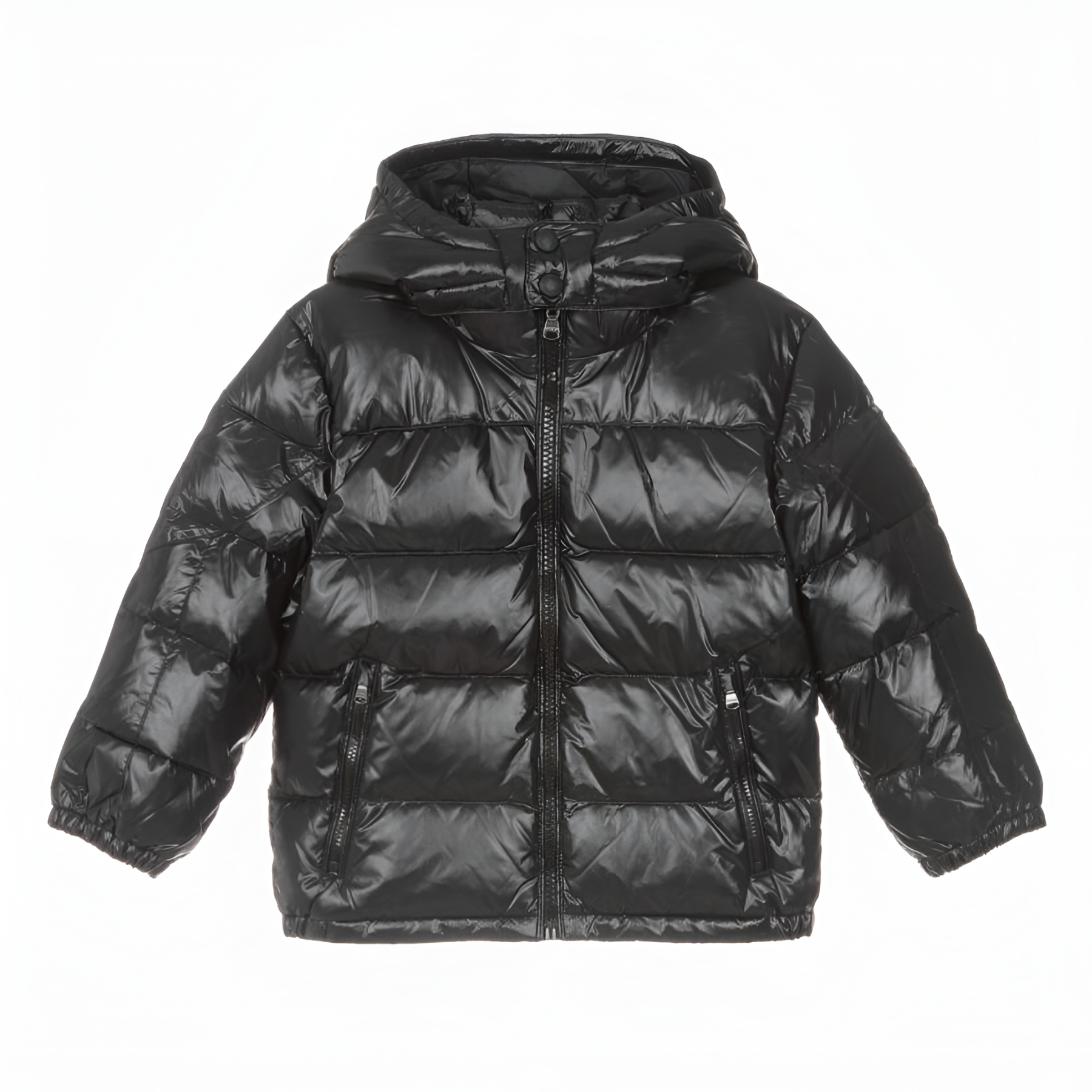 Glossy Down Hooded Youth Puffer Zip Jacket