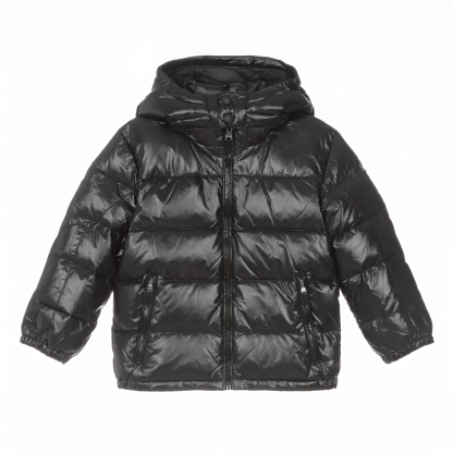 Glossy Down Hooded Youth Puffer Zip Jacket