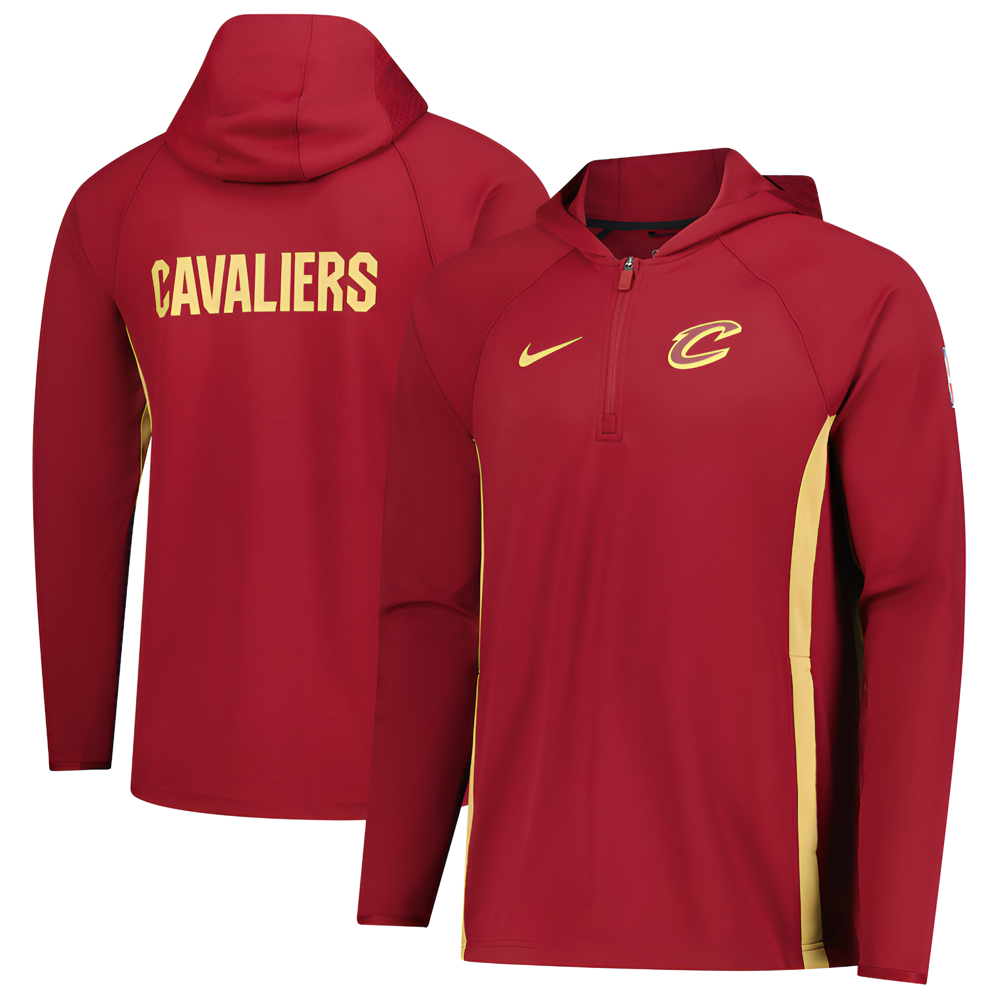 Men's Cleveland Cavaliers Nike Wine Authentic On Court Zone Quarter-Zip Dri-FIT Hoodie Jacket