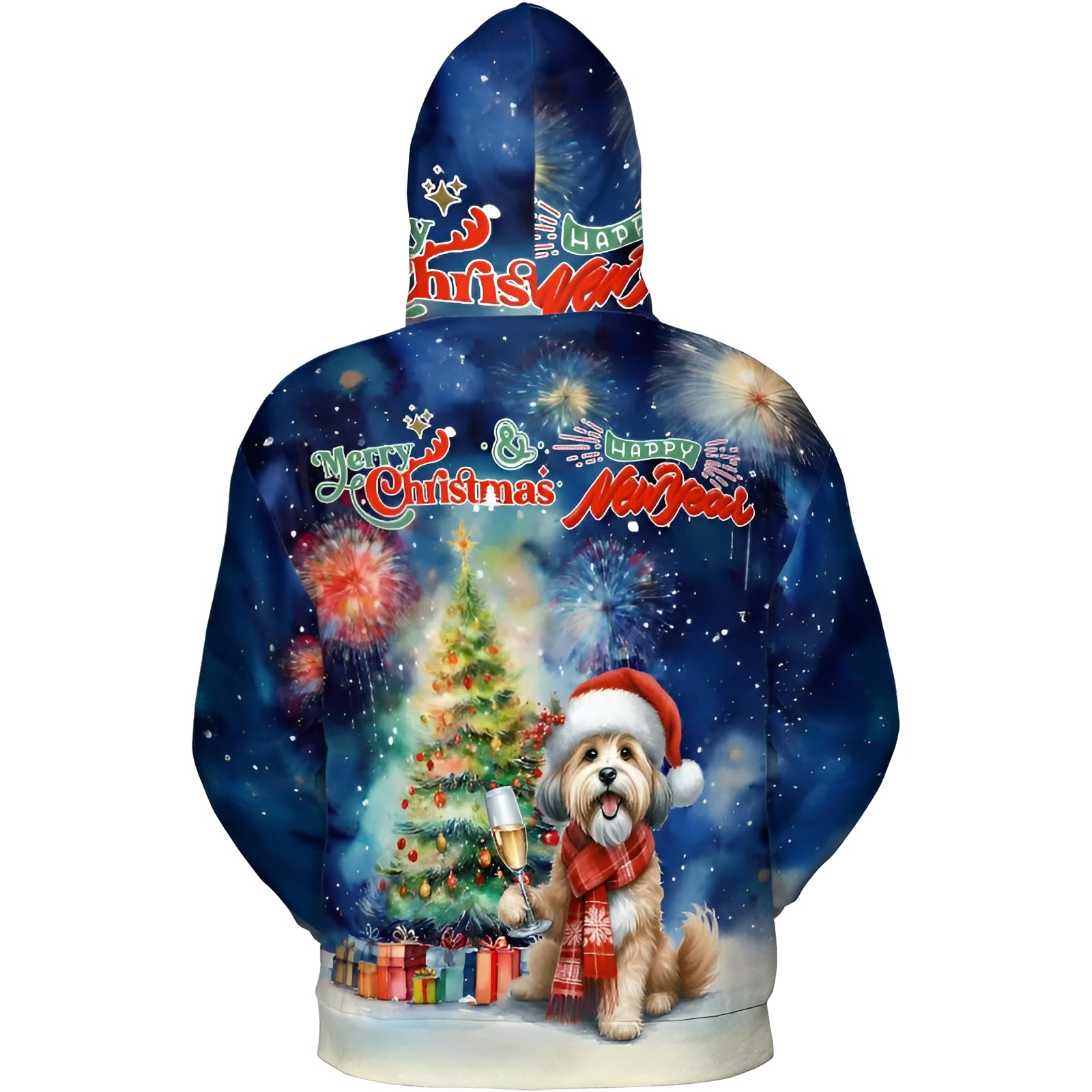 Christmas New Year Santa Dog Holiday Hoodie