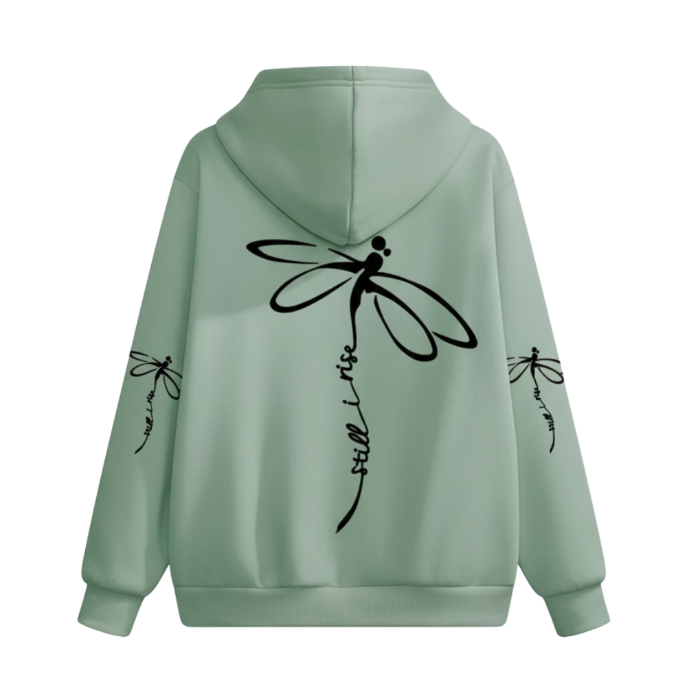 Dragonfly Print Long Sleeve Pullover Casual Hoodie