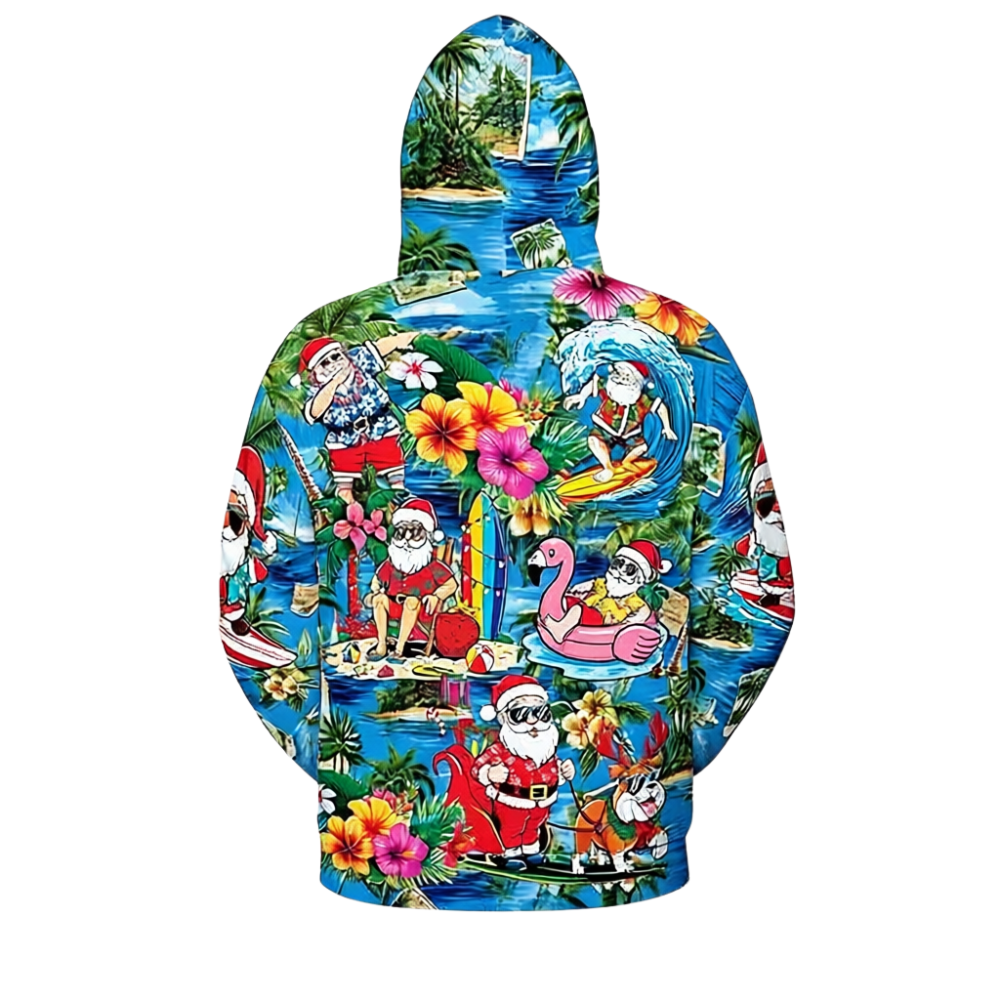 All Over Santa Costume Print Hoodie With Pocket