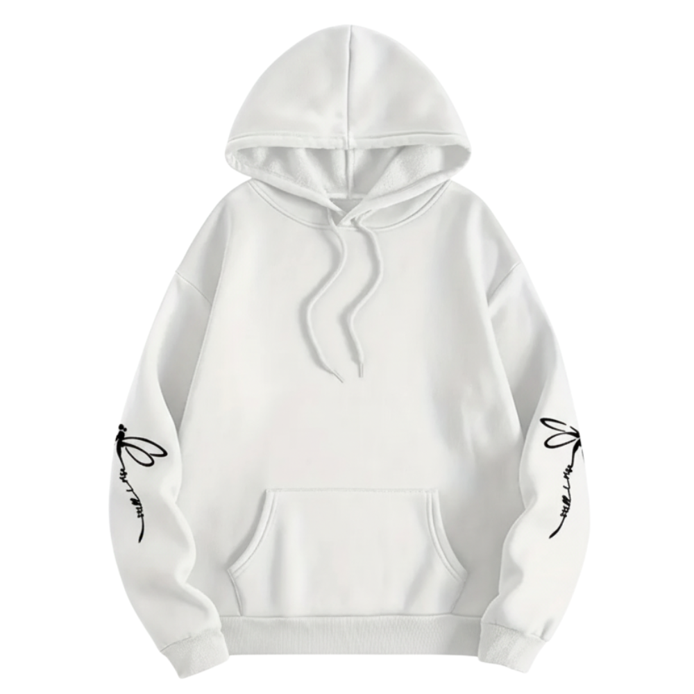 Dragonfly Print Long Sleeve Pullover Casual Hoodie