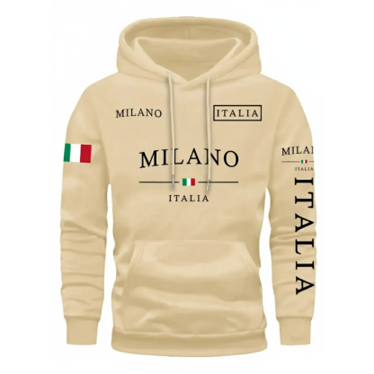 Milan Flag Inspired Geometric Print Hoodies For Couples