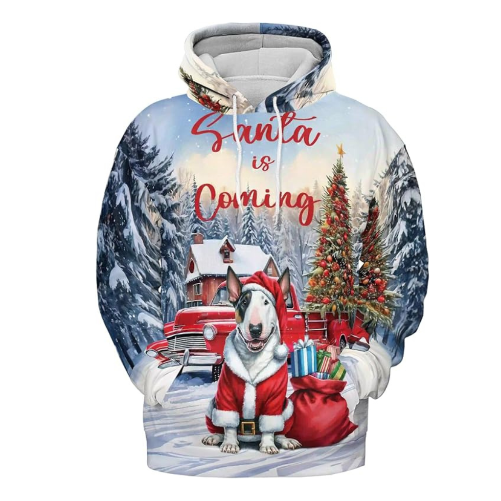 Christmas Santa Dog Truck Tree All Over Print 3D Zip Hoodie