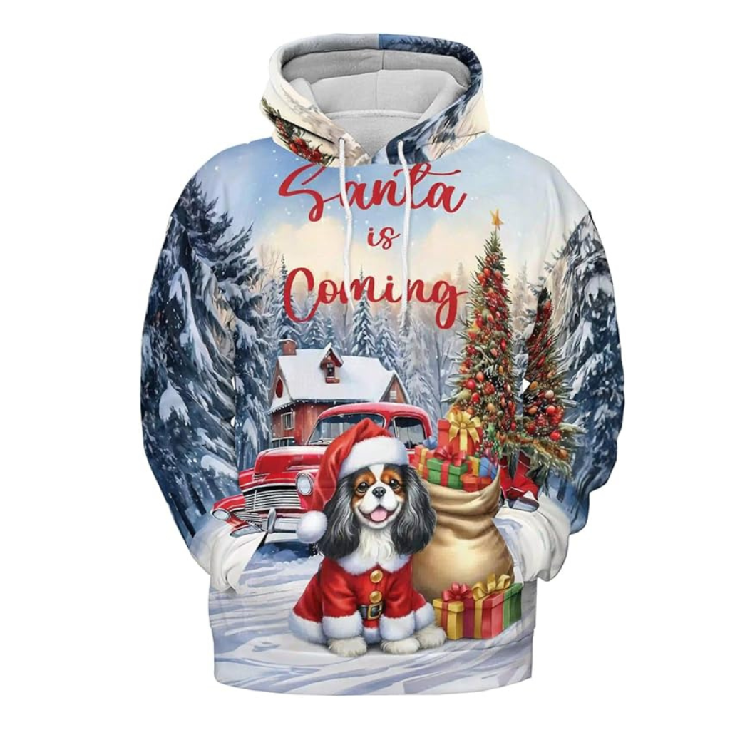 Christmas Santa Dog Truck Tree All Over Print 3D Zip Hoodie