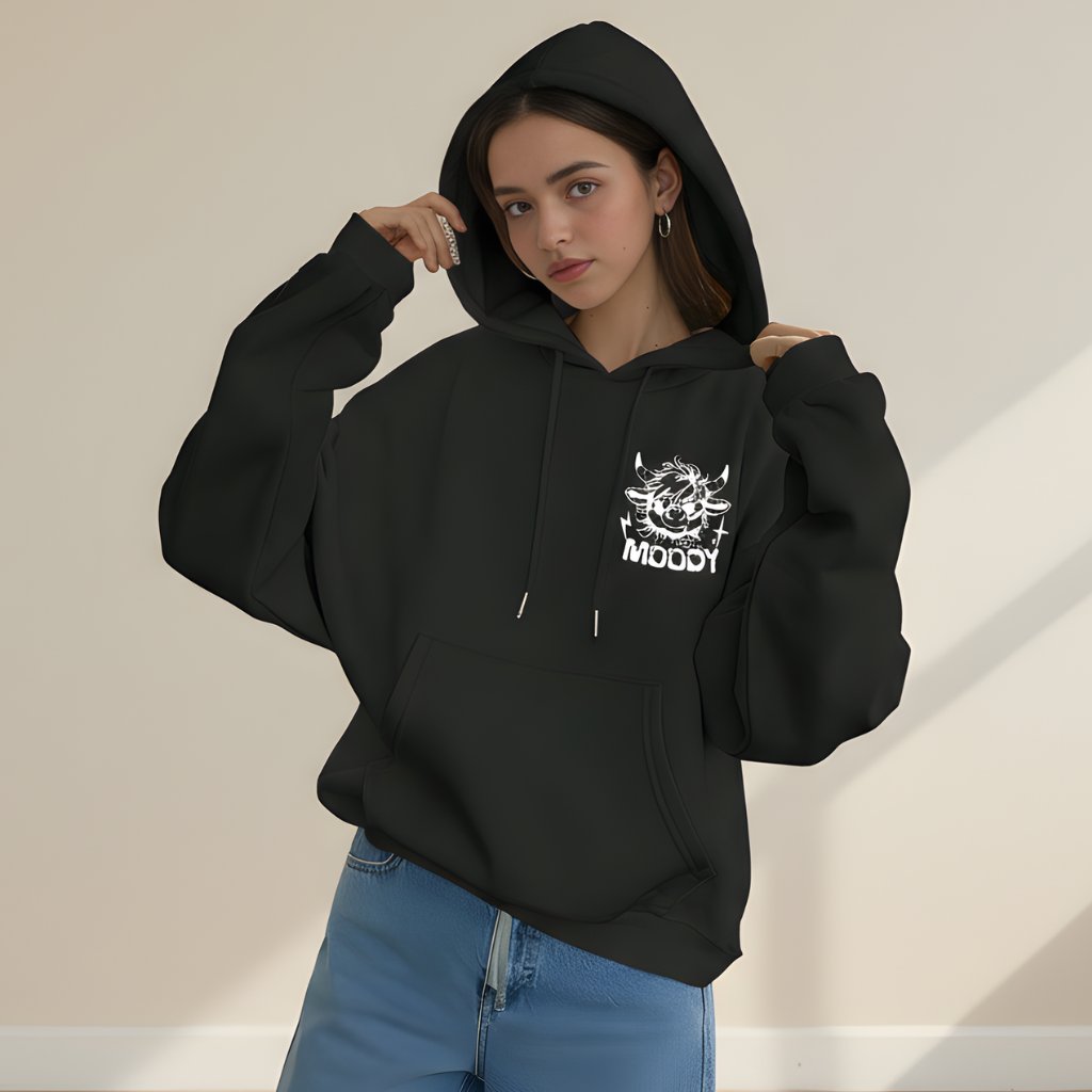 Highland Cow Graphic Print Oversized Hoodie