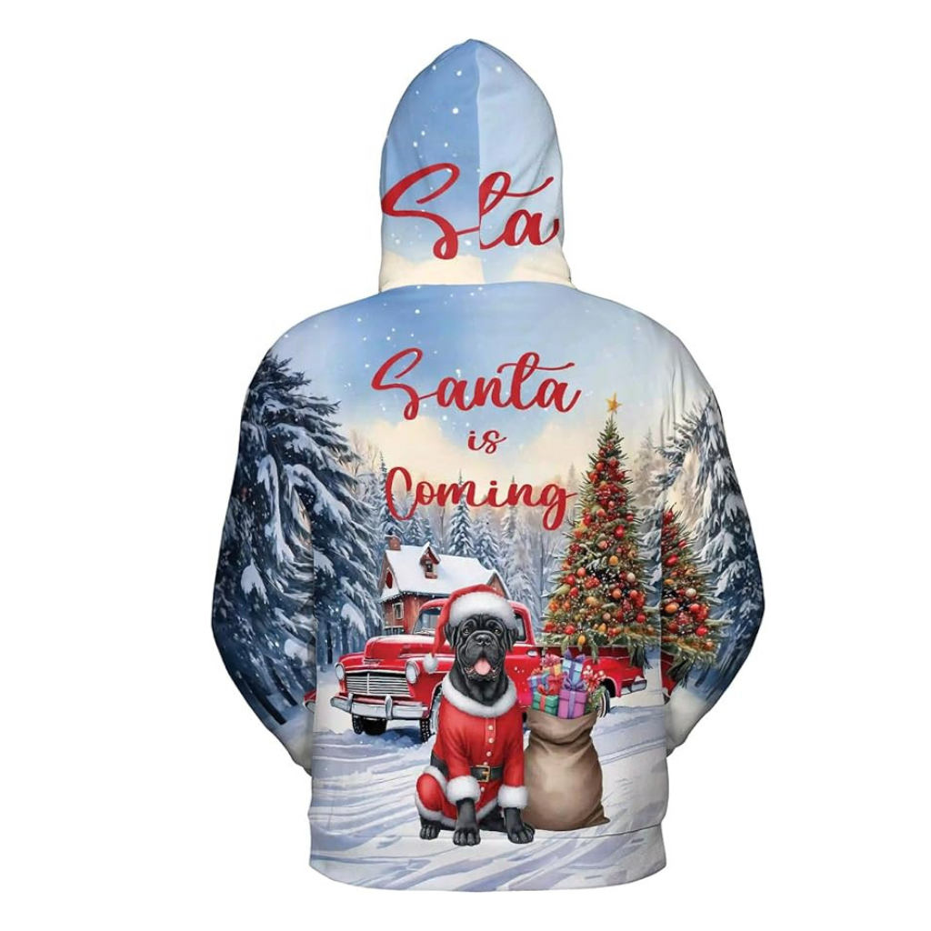 Christmas Santa Dog Truck Tree All Over Print 3D Zip Hoodie