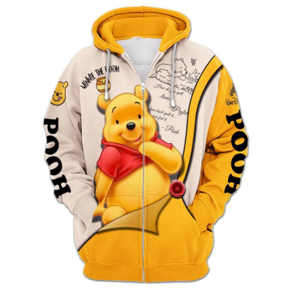 Adorable Winnie The Pooh Zip Up Hoodie