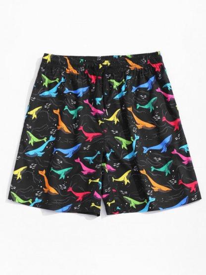 Vibrant Whale Print Top And Shorts Set-My 3D Hoodie