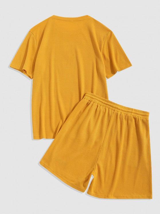 Knitted Pattern Solid T Shirt And Shorts-My 3D Hoodie