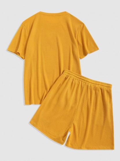 Knitted Pattern Solid T Shirt And Shorts-My 3D Hoodie