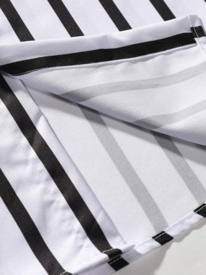 Striped Shirt And Drawstring Shorts Set-My 3D Hoodie
