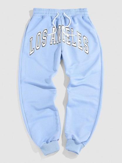 Vintage Letter Print T Shirt And Jogger Sweatpants Two Piece Set-My 3D Hoodie