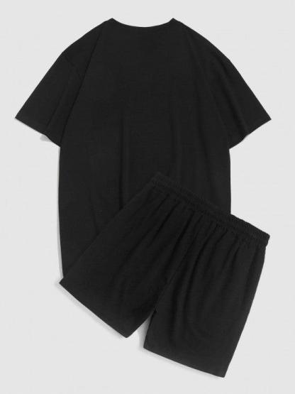 Los Angeles Letter Tee And Drawstring Shorts-My 3D Hoodie