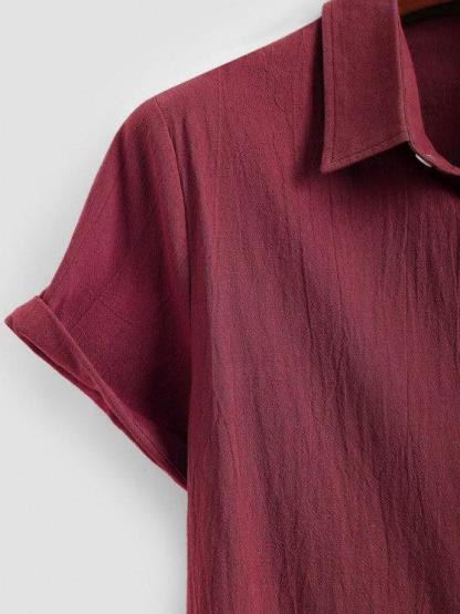 Solid Color Shirt And Cropped Casual Pants Set-My 3D Hoodie