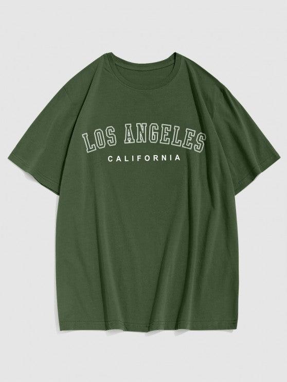 Los Angeles Letter Tee And Drawstring Shorts-My 3D Hoodie