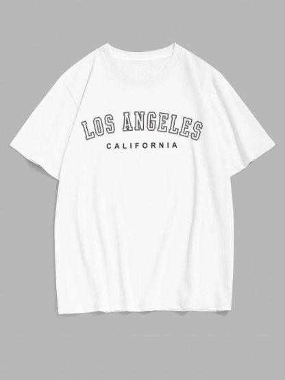Los Angeles Letter Tee And Drawstring Shorts-My 3D Hoodie
