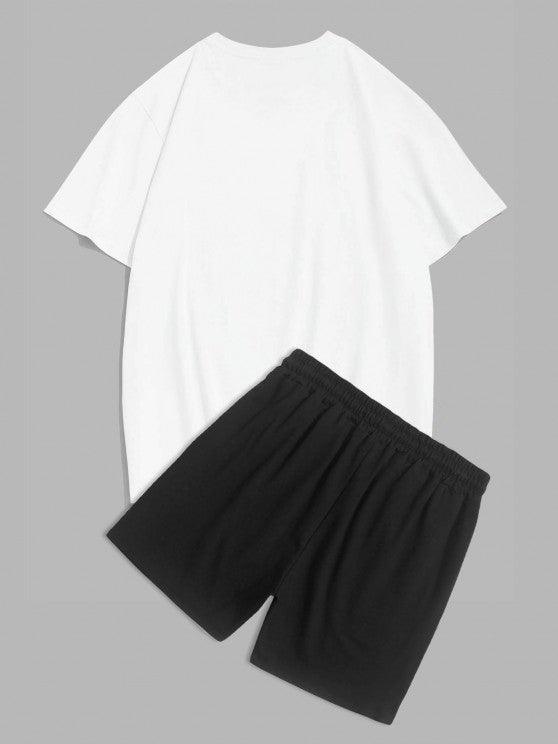 Los Angeles Letter Tee And Drawstring Shorts-My 3D Hoodie