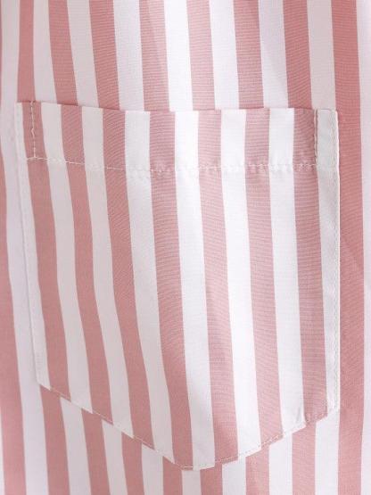 Short Sleeves Vertical Stripe Shirt With Striped Shorts Set-My 3D Hoodie