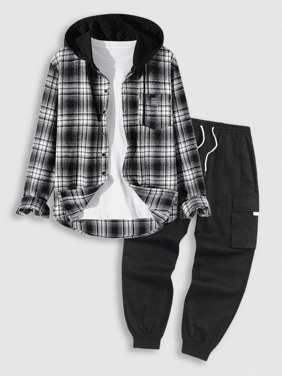 Flannel Plaid Hooded Shirt And Pants-My 3D Hoodie