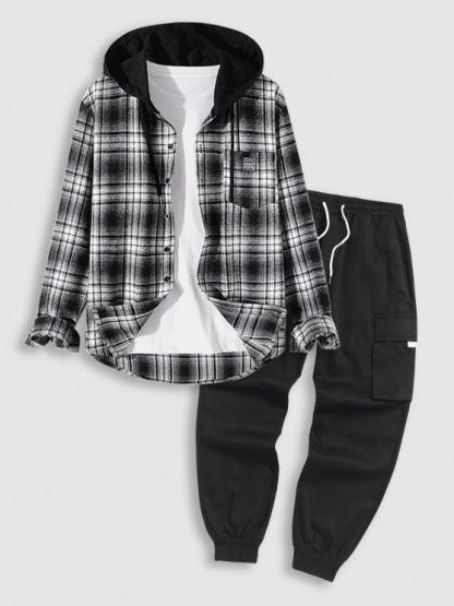 Flannel Plaid Hooded Shirt And Pants-My 3D Hoodie
