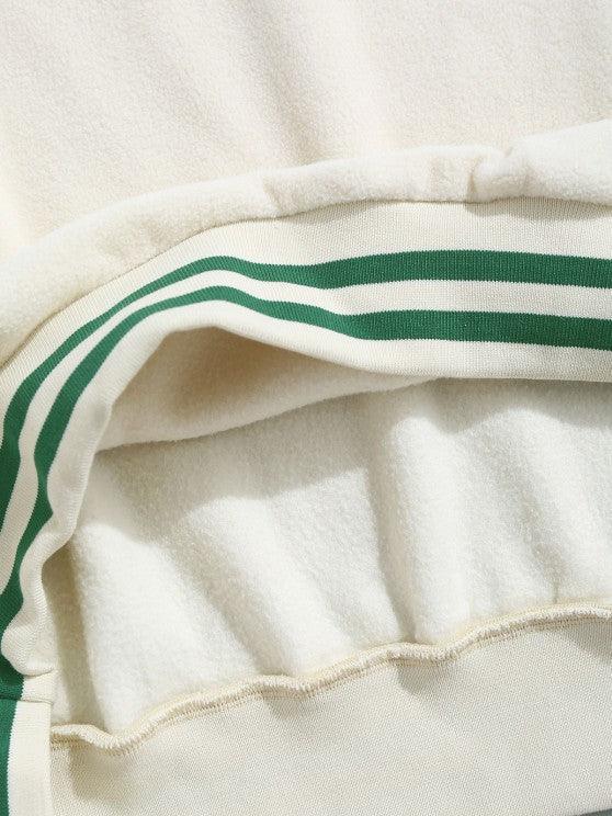 Striped Trim Printed Casual Sweatshirt And Pants-My 3D Hoodie