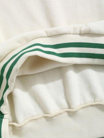 Striped Trim Printed Casual Sweatshirt And Pants-My 3D Hoodie